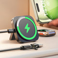 3-in-1 Foldable MagSafe Charging Station for iPhone, Apple Watch, and AirPods - Ideal for Travel and Portability.